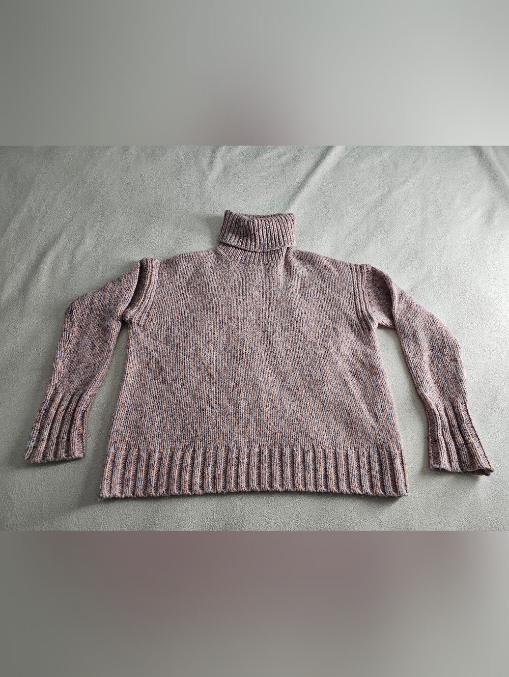J.Crew Chunky Wool Blend Speckled Confetti Turtleneck Sweater Small H2572